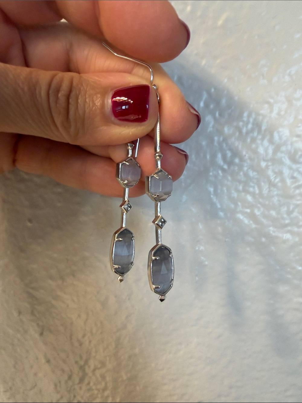 Kendra Scott Silver Gray Faceted Drop Earrings